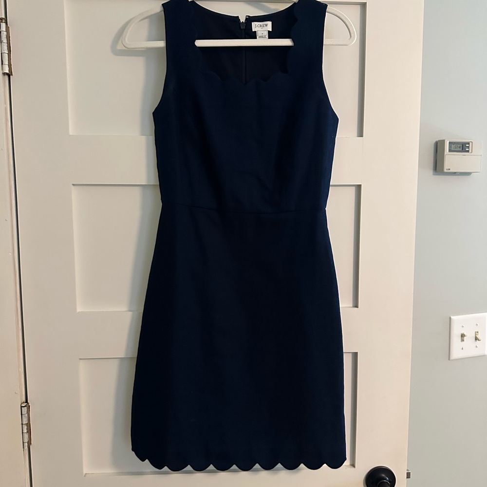 J. Crew Navy Scalloped Mini Dress